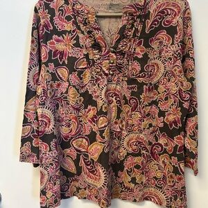 Croft & Barrow Floral Pink and Brown XL Women’s Blouse